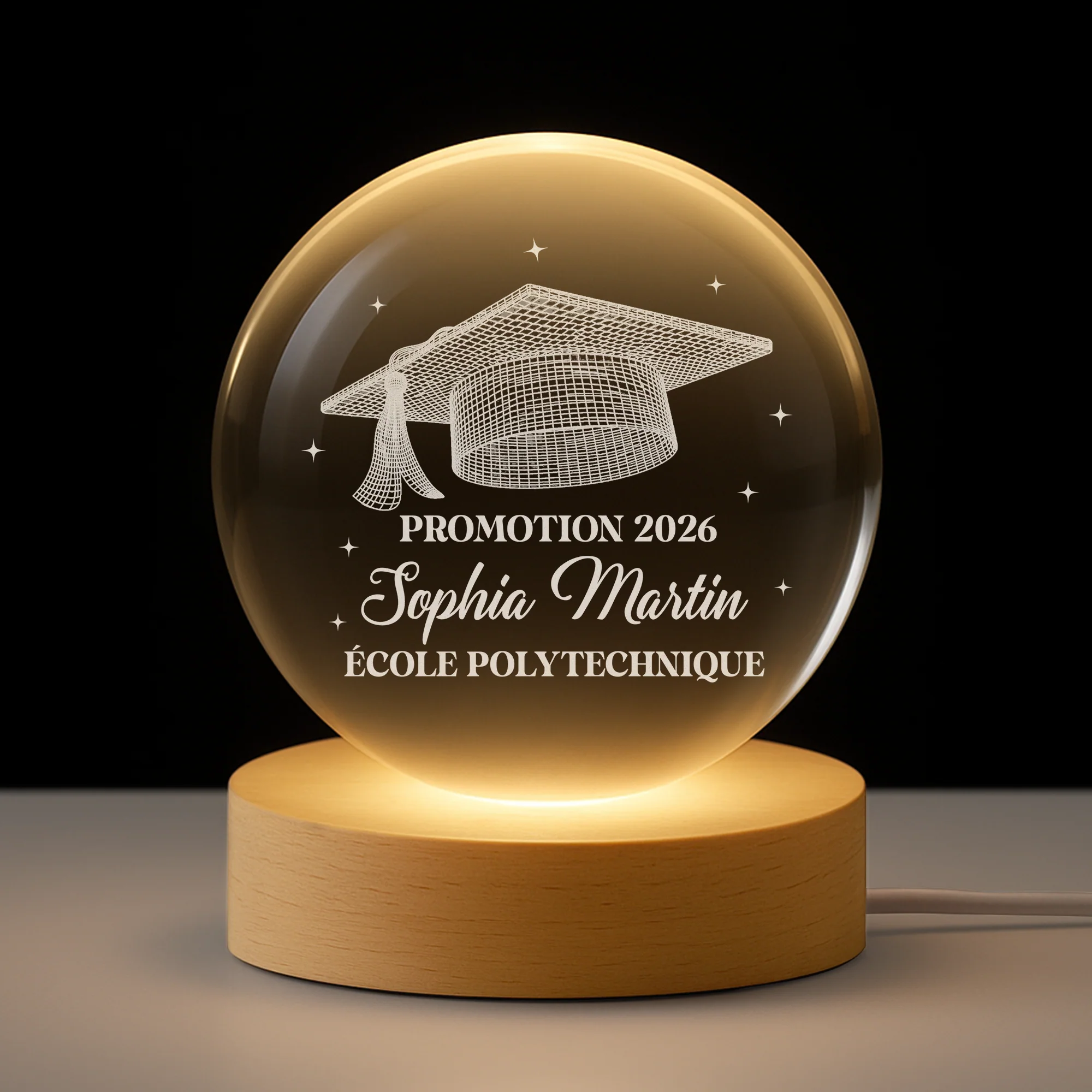 Boule De Cristal Personnalisée Femme/Homme - Cadeau Pour Diplômé Universitaire