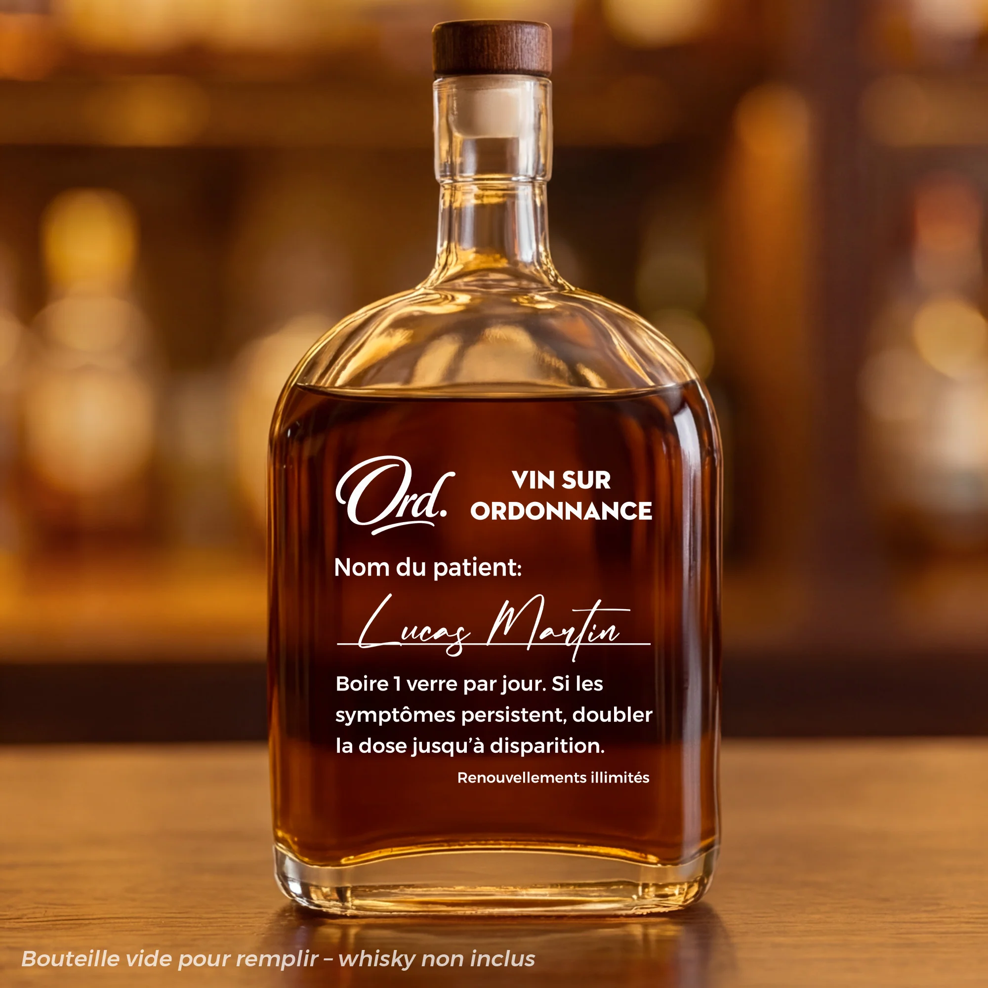 Bouteille De Whisky Personnalisable Homme/Femme Humour - Boire 1 Verre Par Jour