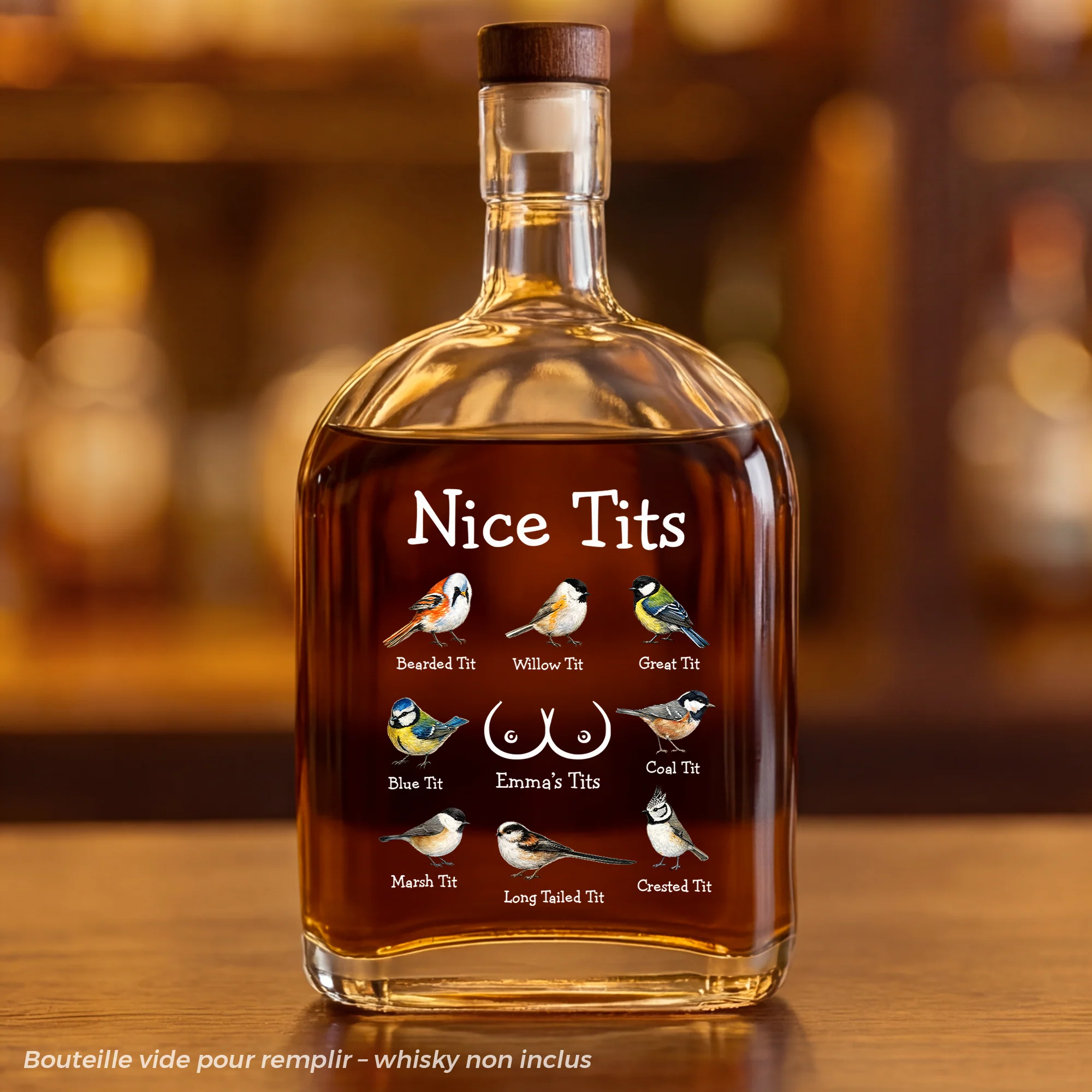 Bouteille De Whisky Personnalisable Humour Couple Pour Sa Femme - Nice Tits