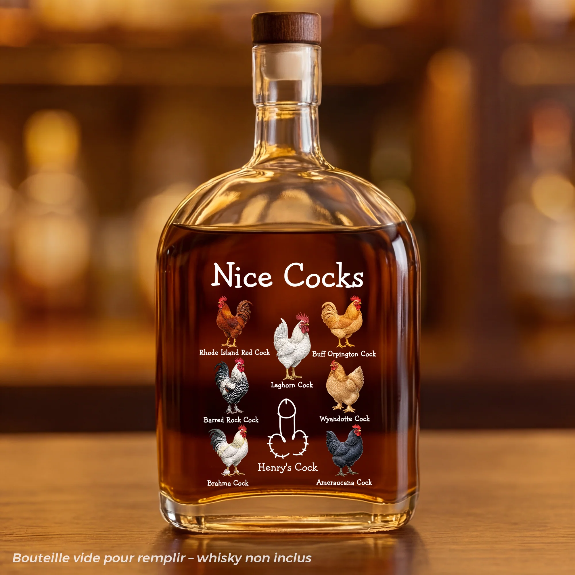 Bouteille Whisky Personnalisable Humour Pour Femme/Homme - Nice Cocks