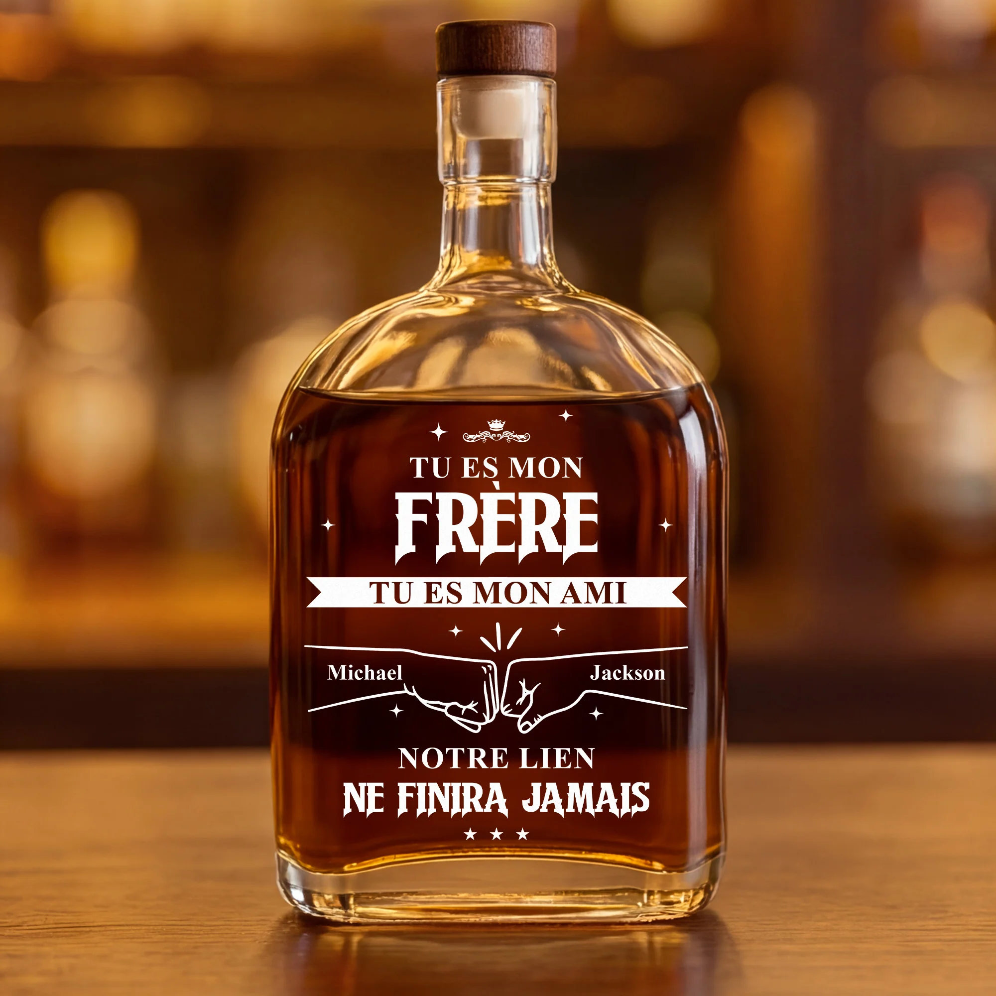 Bouteille De Whisky Personnalisée | Notre Lien Pour Toujours Papa Et Frère