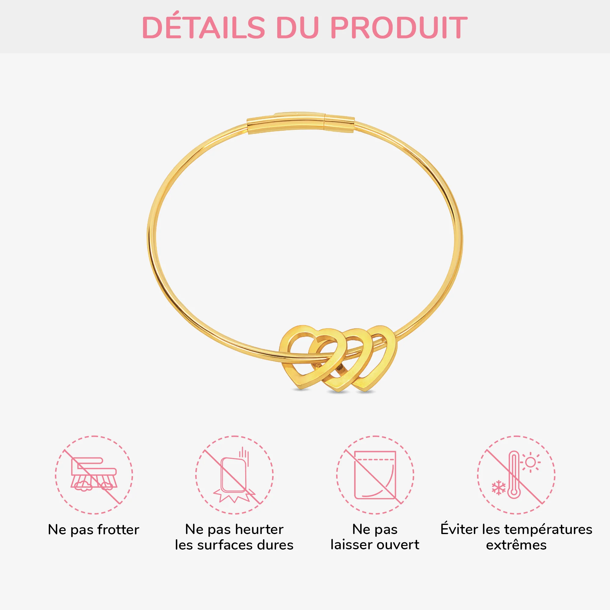 Bracelet Personnalisé Femme Avec Cœur - Image 4