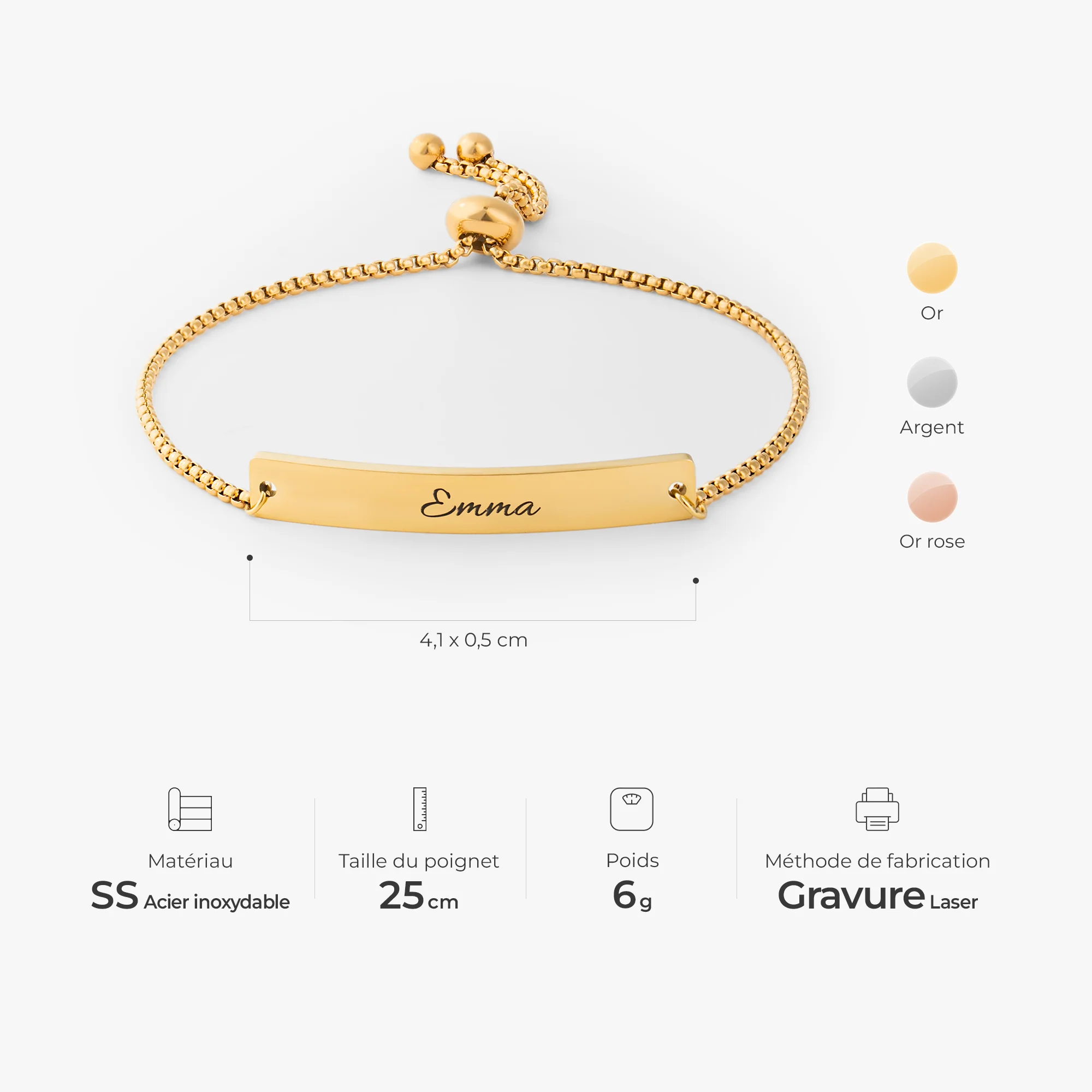 Bracelet Prénom Personnalisé - Petit Cœur - Image 3