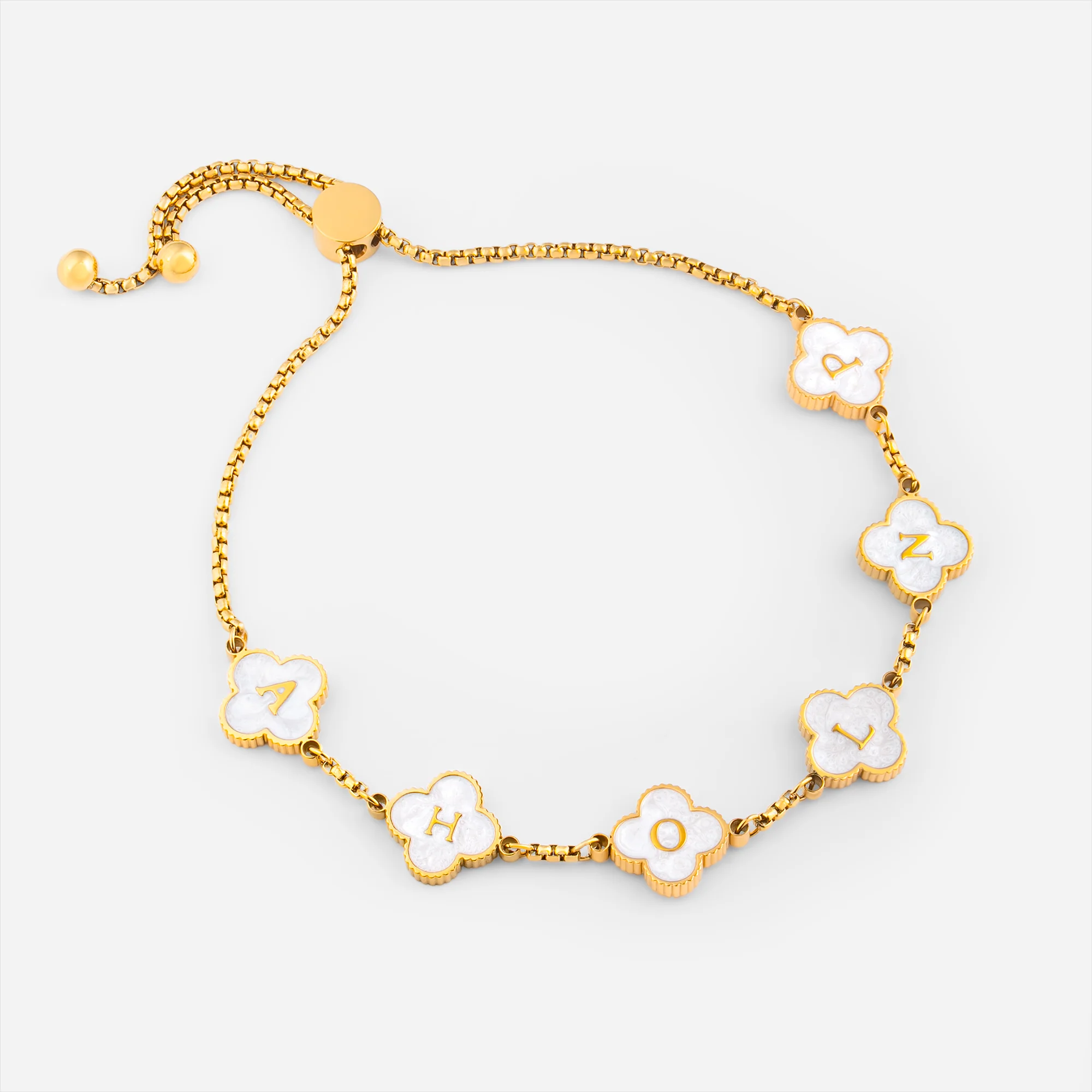 Bracelet Personnalisé Prénom - Trèfle 4 Feuilles