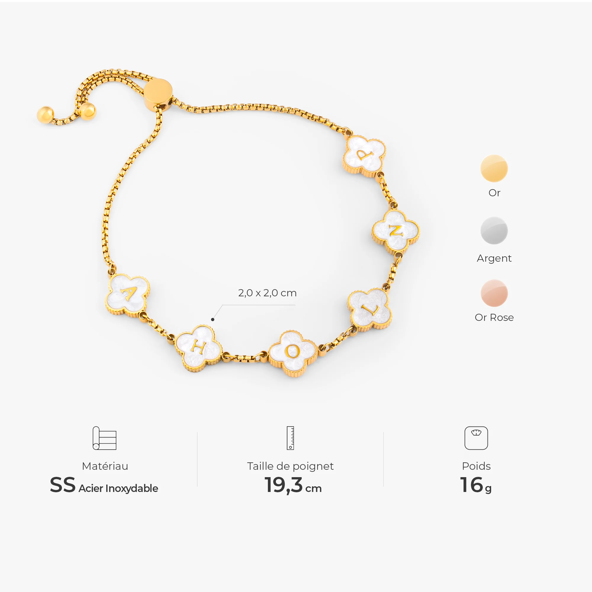 Bracelet Personnalisé Prénom - Trèfle 4 Feuilles - Image 3