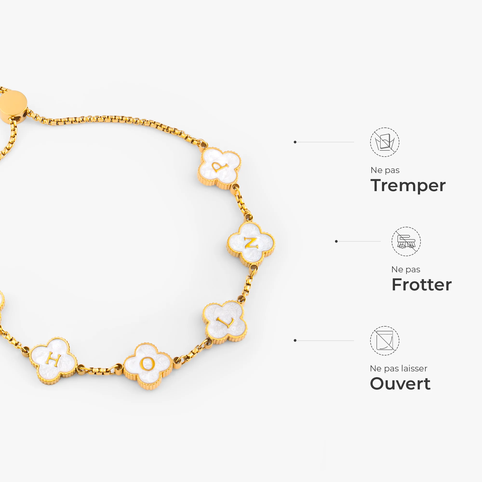 Bracelet Personnalisé Prénom - Trèfle 4 Feuilles - Image 4