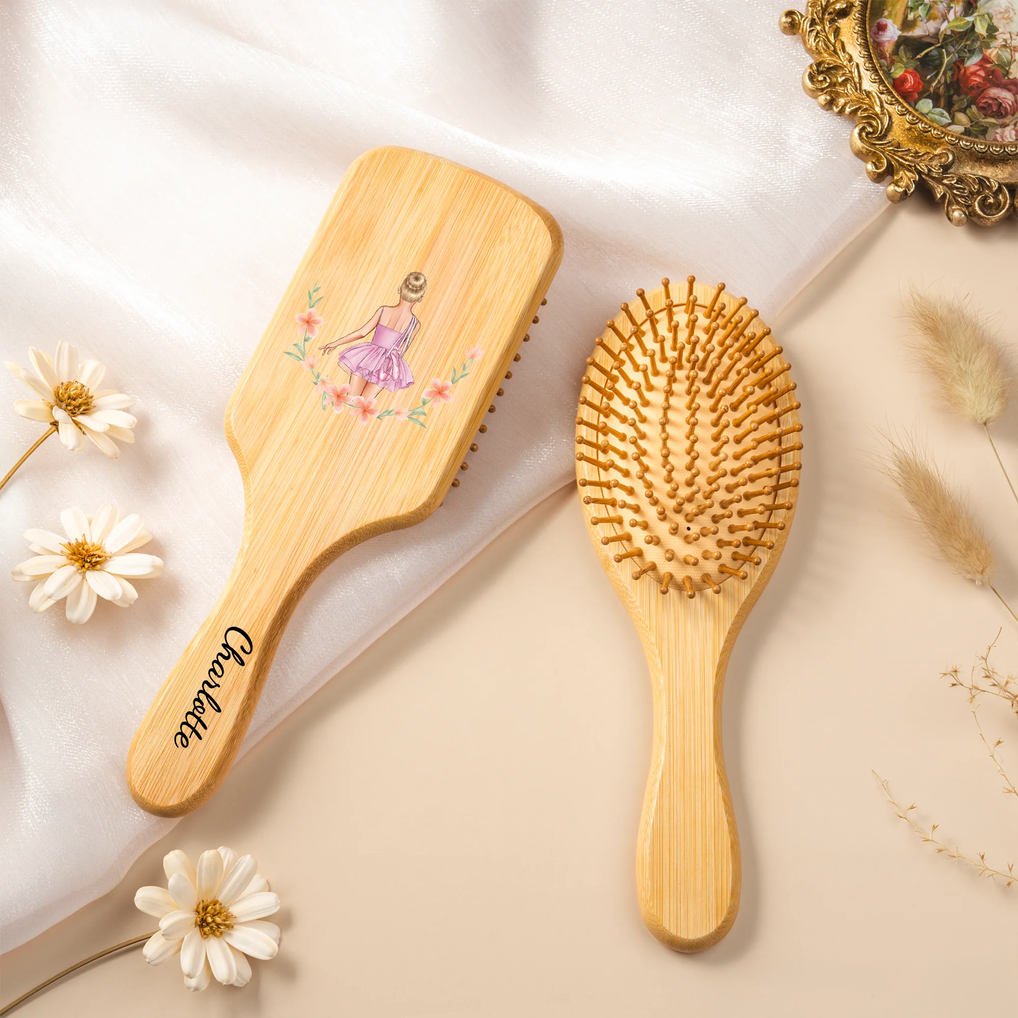 Brosse À Cheveux En Bambou Personnalisée Pour Enfant - Future Ballerine - Image 2