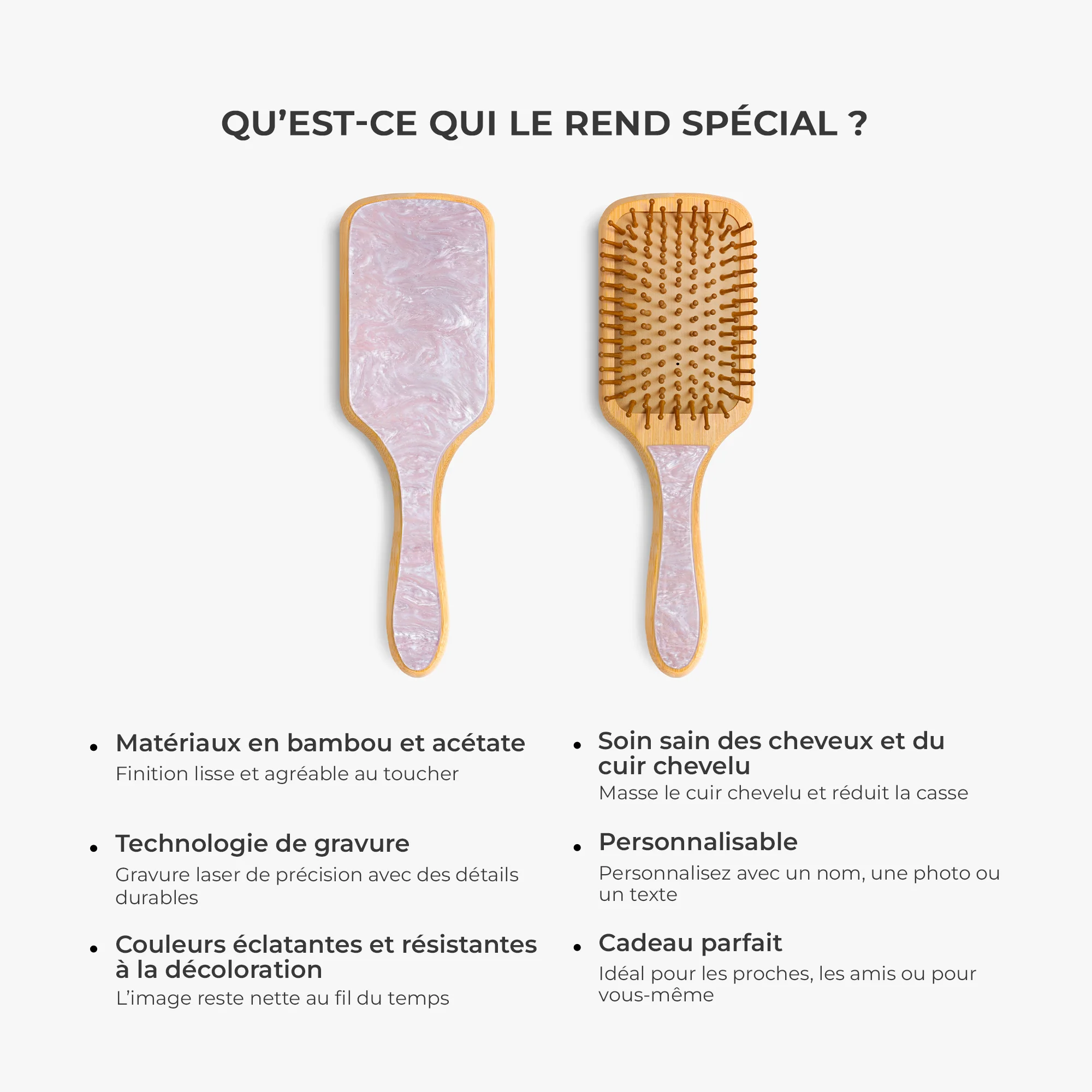 Brosse À Cheveux Personnalisée En Acétate Gravée - Couple Premier Baiser - Image 5