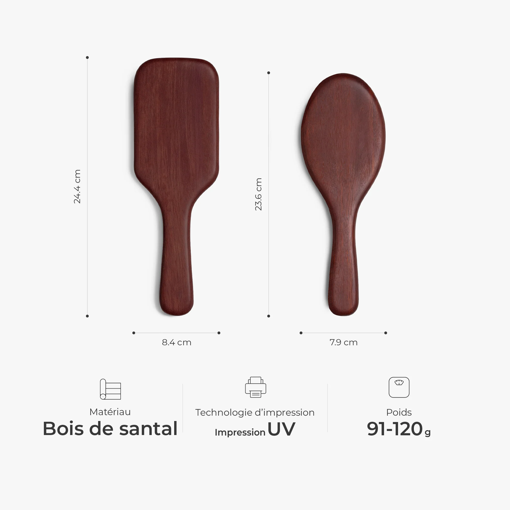 Brosse A Cheveux Personnalisable En Bois De Santal Imprimée - Bande À Maman Mamie - Image 3