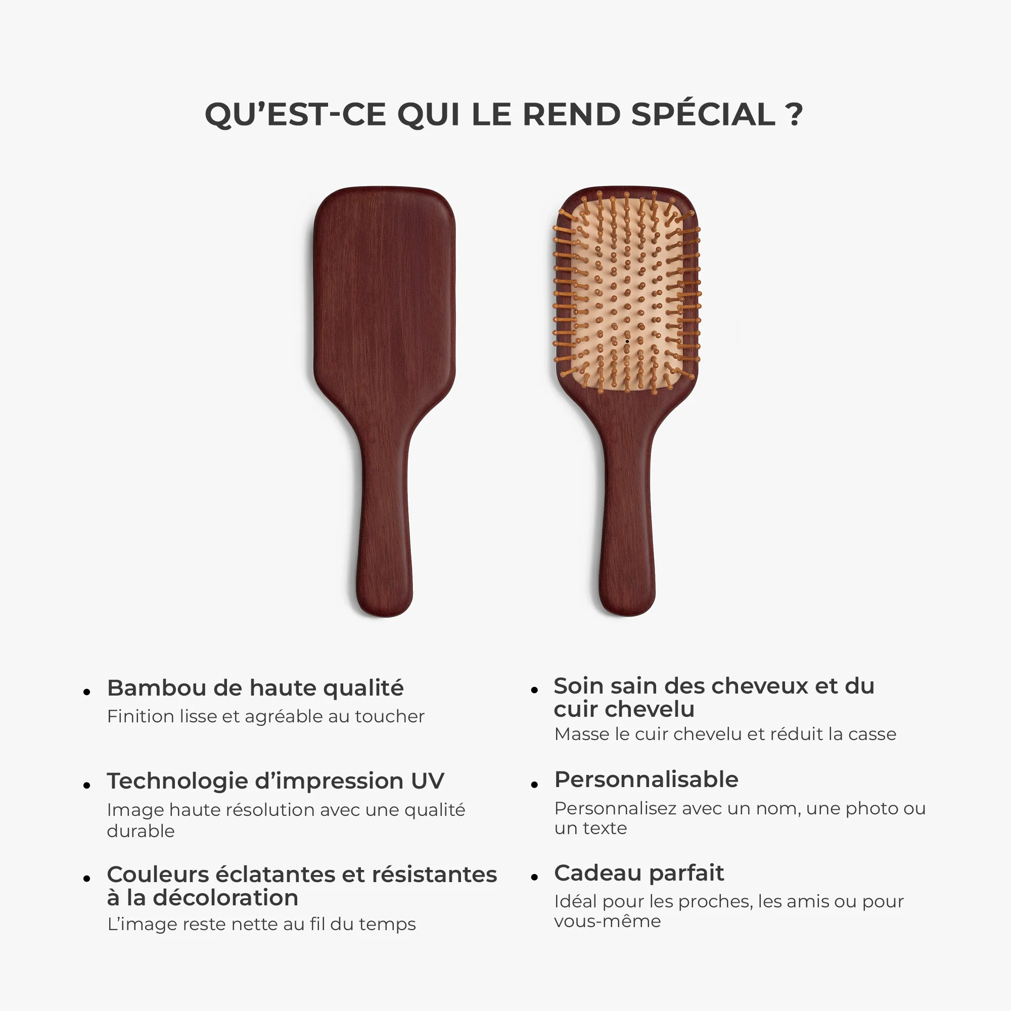 Brosse A Cheveux Personnalisable En Bois De Santal Imprimée - Bande À Maman Mamie - Image 5