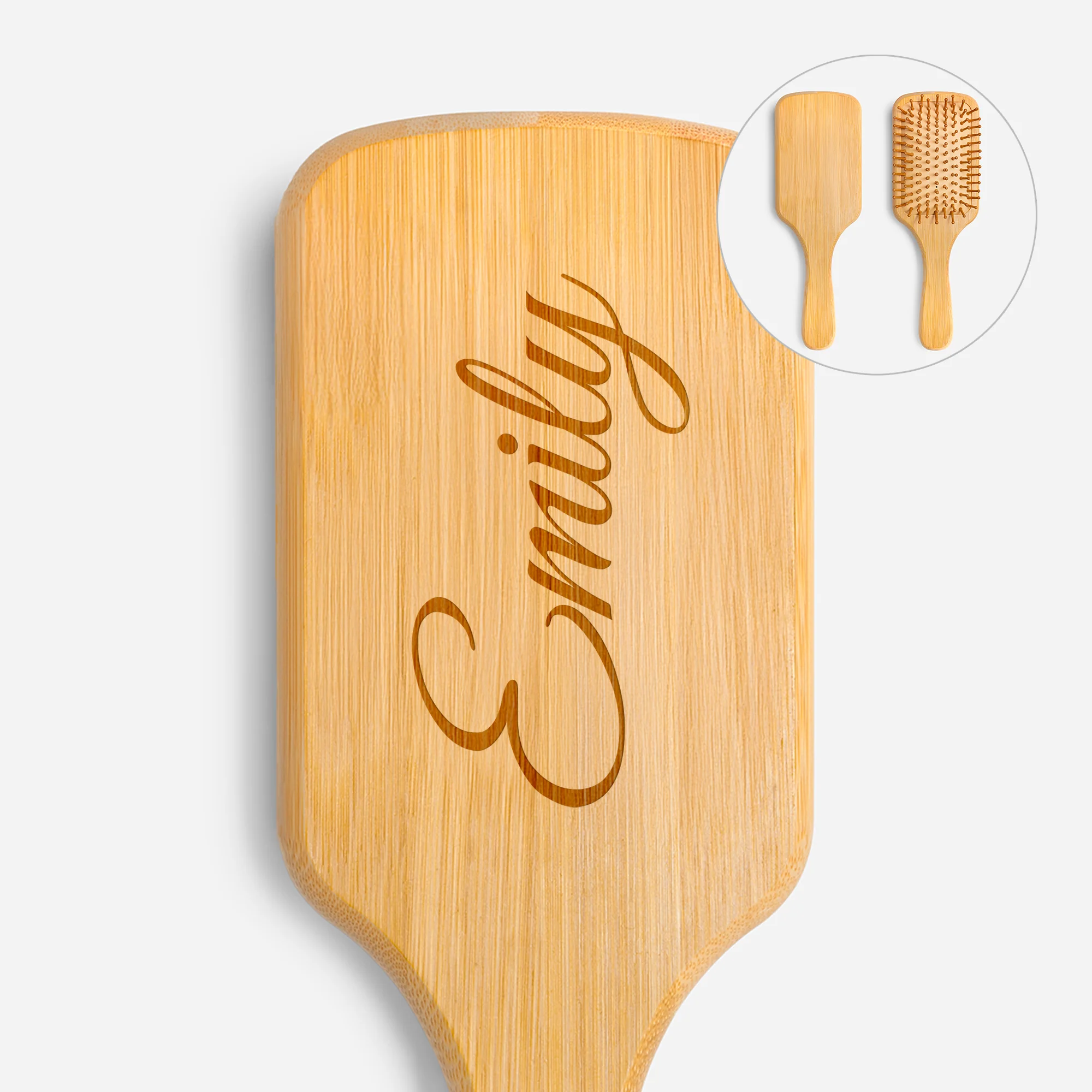 Brosse À Cheveux Personnalisée En Bambou Gravée avec Nom Pour Femme