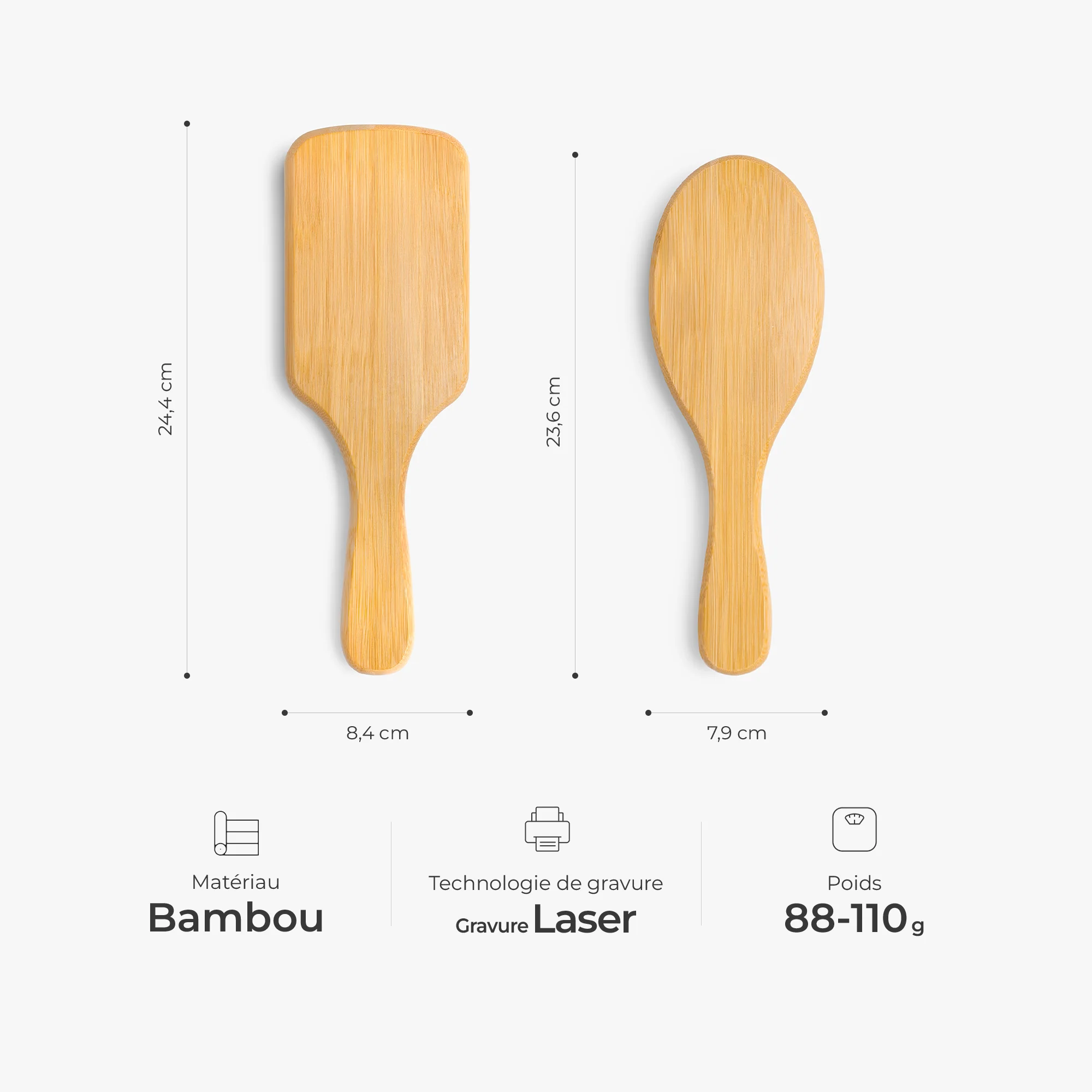 Brosse À Cheveux Personnalisée En Bambou Gravée avec Nom Pour Femme - Image 3