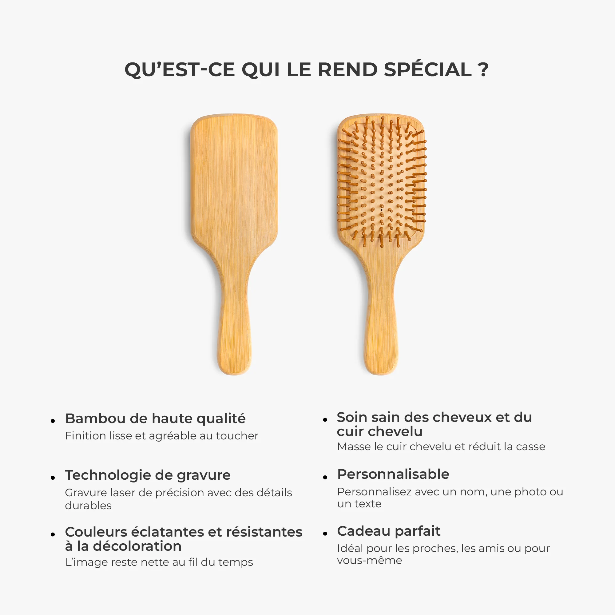 Brosse À Cheveux Personnalisée En Bambou Gravée - Joyeux Anniversaire De Mariage Couple - Image 5