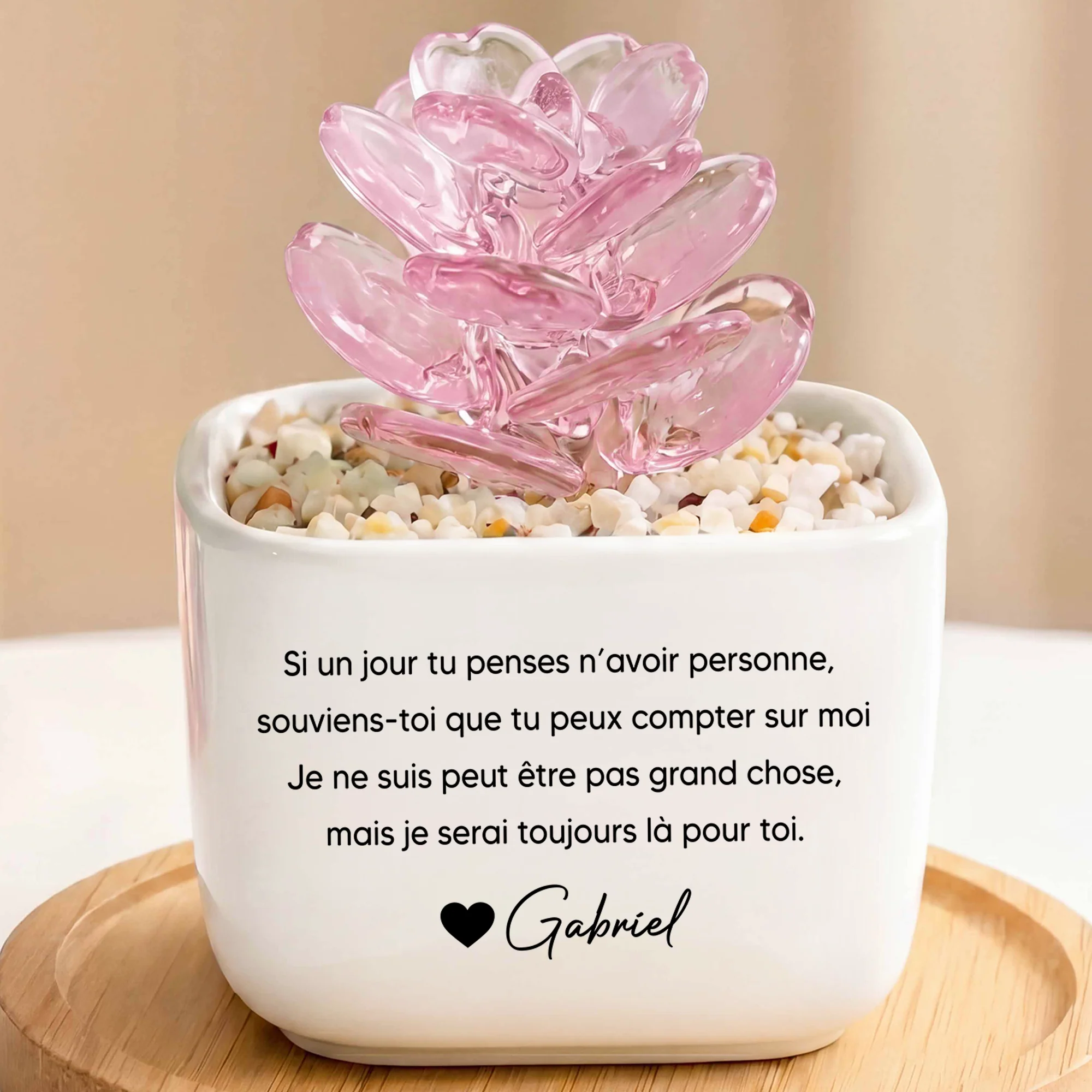Cactus Artificiels En Verre Avec Pot Pour Femme/Homme - Toujours Avec Ma Fille Mon Fils