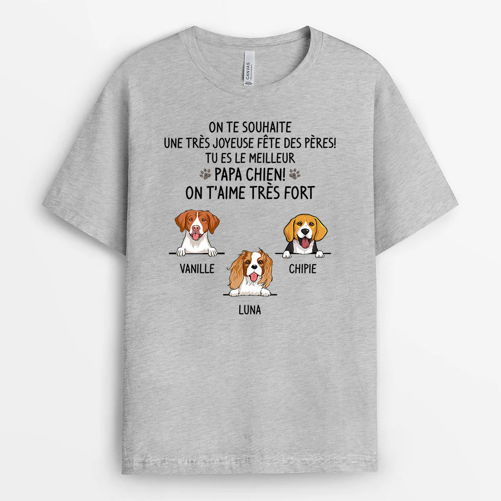 Tee Shirt Chien Personnalisé - Papa Chien On T'aime Très Fort - Image 2