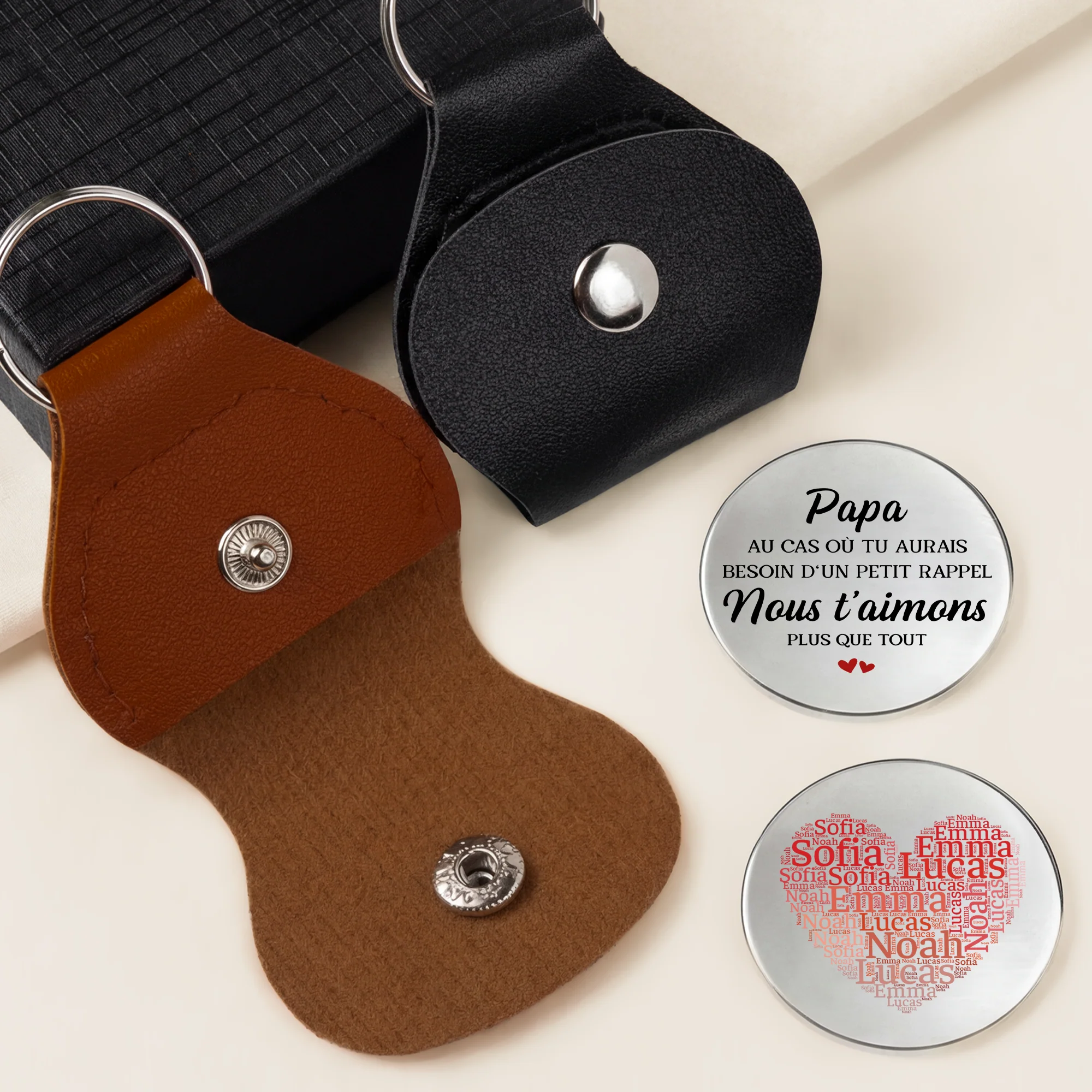 Câlin De Poche Personnalisé | Cadeau Papa Maman Prénom En Coeur - Image 2