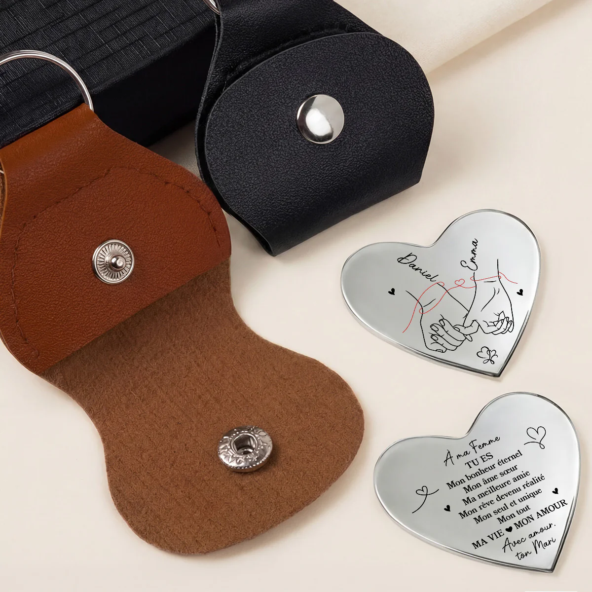 Câlin De Poche Personnalisé Forme De Coeur Pour Couple - Cadeau Mari Tu Es Mon Amour - Image 2