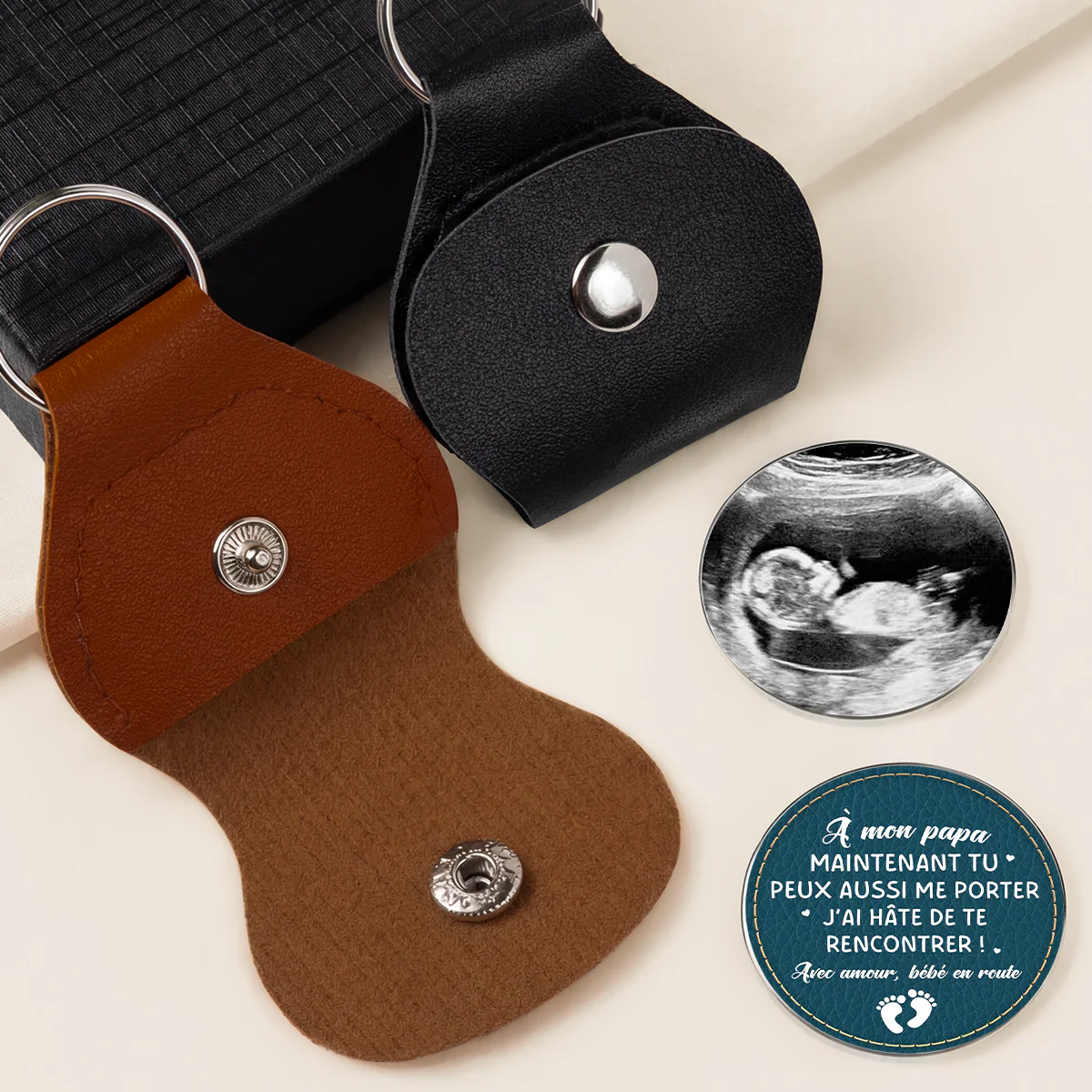 Câlin De Poche Personnalisé | Photo Bébé Cadeau Futur Papa - Image 2