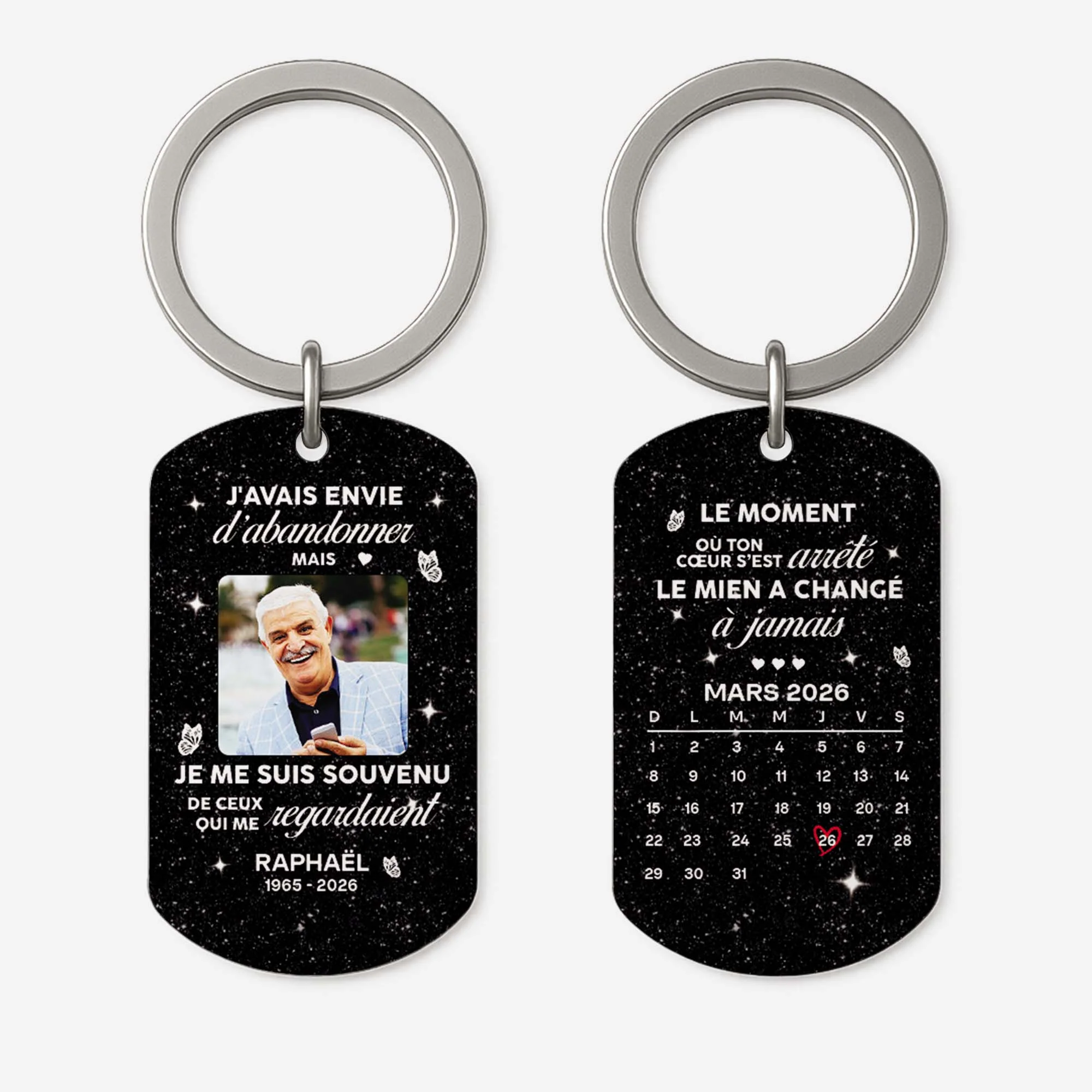 Porte Clé Aluminium Personnalisé Photo Commémorative Et Calendrier - Je Me Suis Souvenu De Maman Papa
