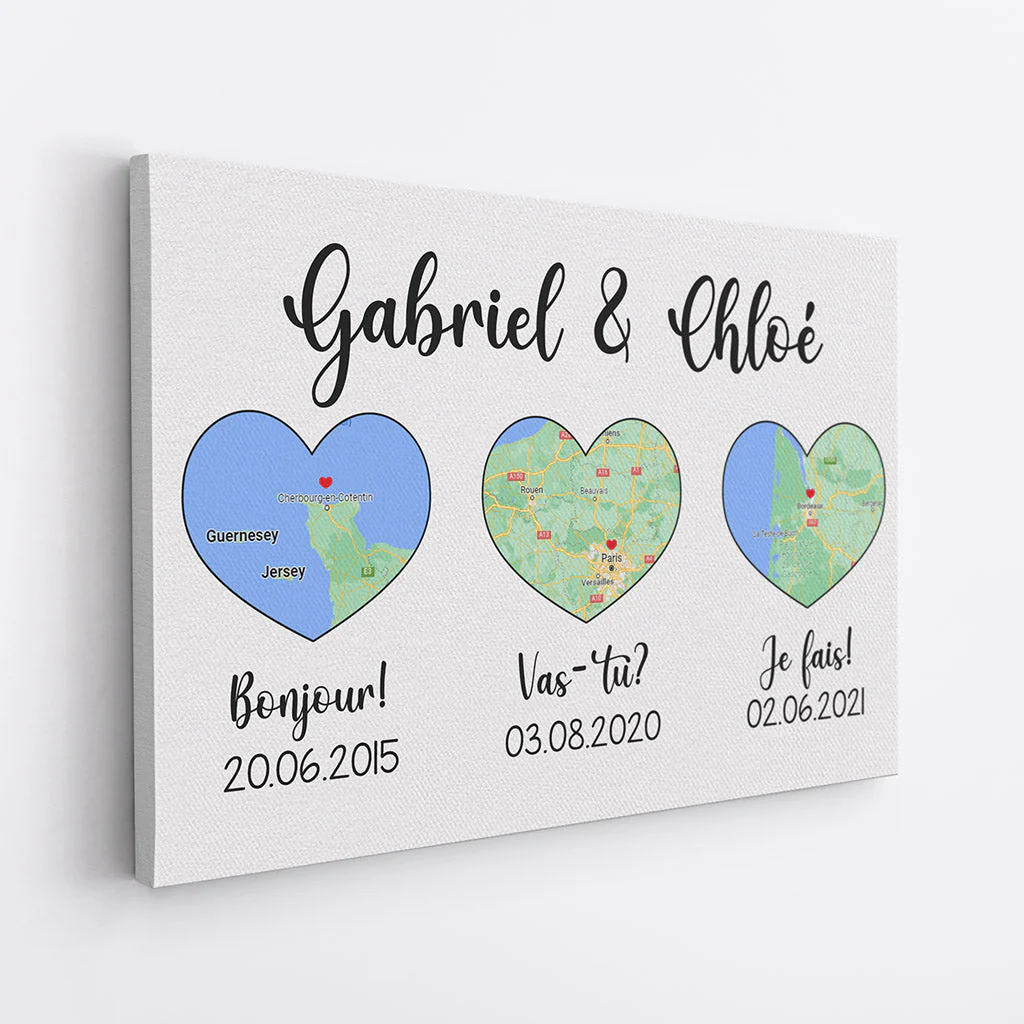Toile Personnalisée Couple - Carte D’Amour Cadeau - Image 2