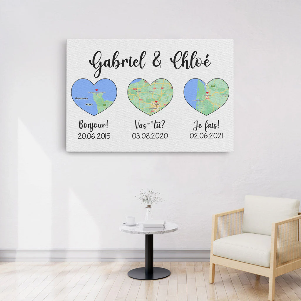 Toile Personnalisée Couple - Carte D’Amour Cadeau - Image 3