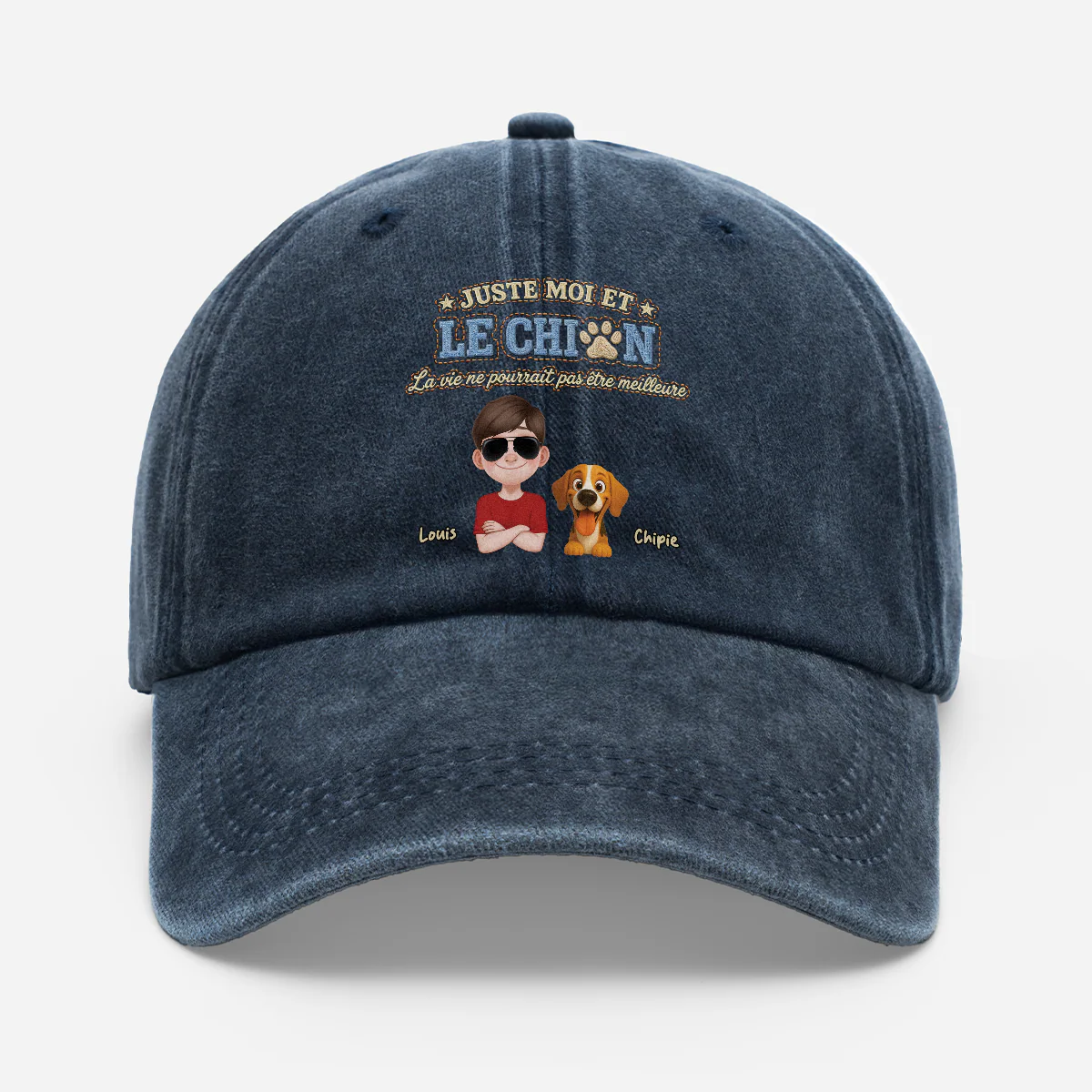 Casquette Chien Personnalisable Délavée - Juste Moi Et Le Chien