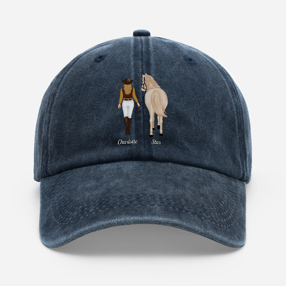 Casquette Délavé Femme Homme Personnalisé - Cadeau Fan De Cheval