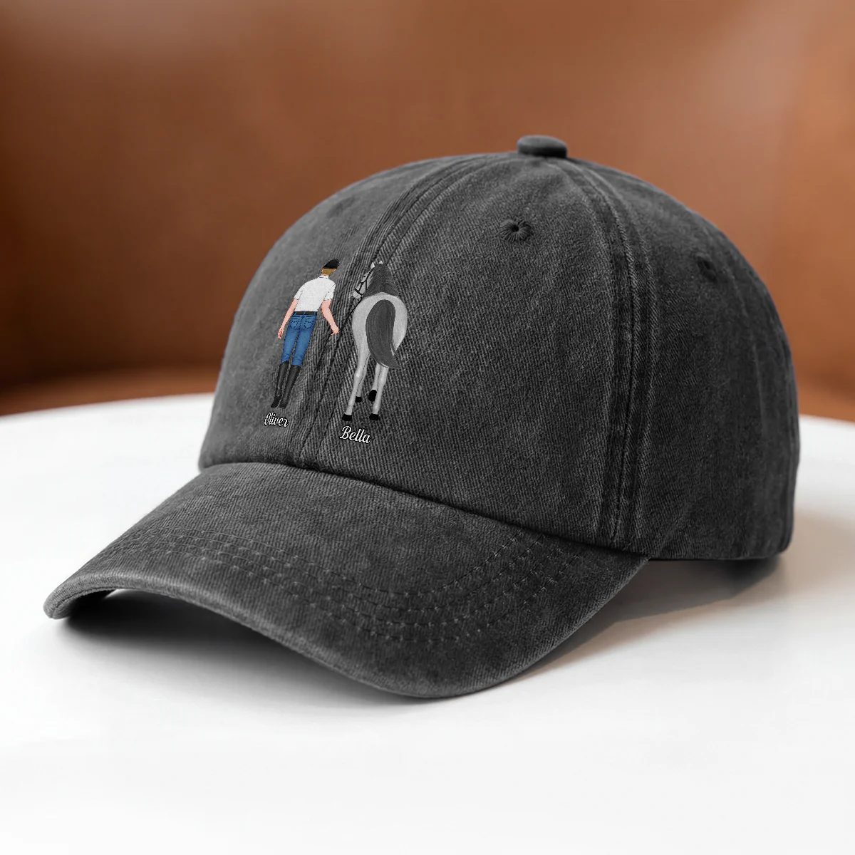 Casquette Délavé Femme Homme Personnalisé - Cadeau Fan De Cheval - Image 2