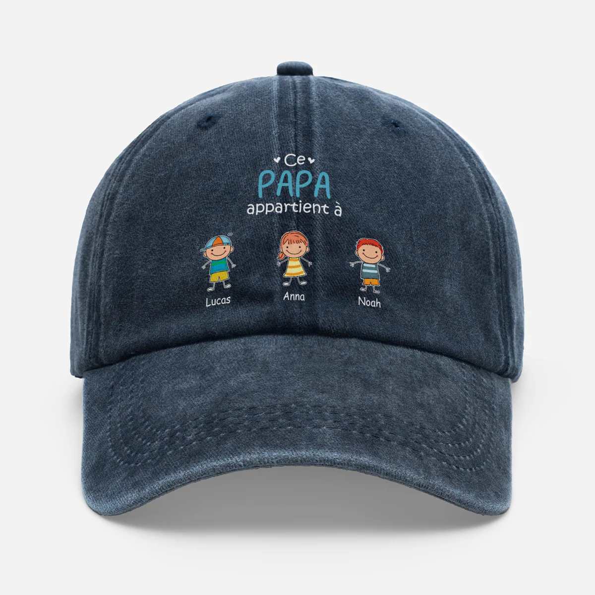 Casquette Délavée Personnalisable - Cadeau Papa Maman Appartient À Ses Enfants
