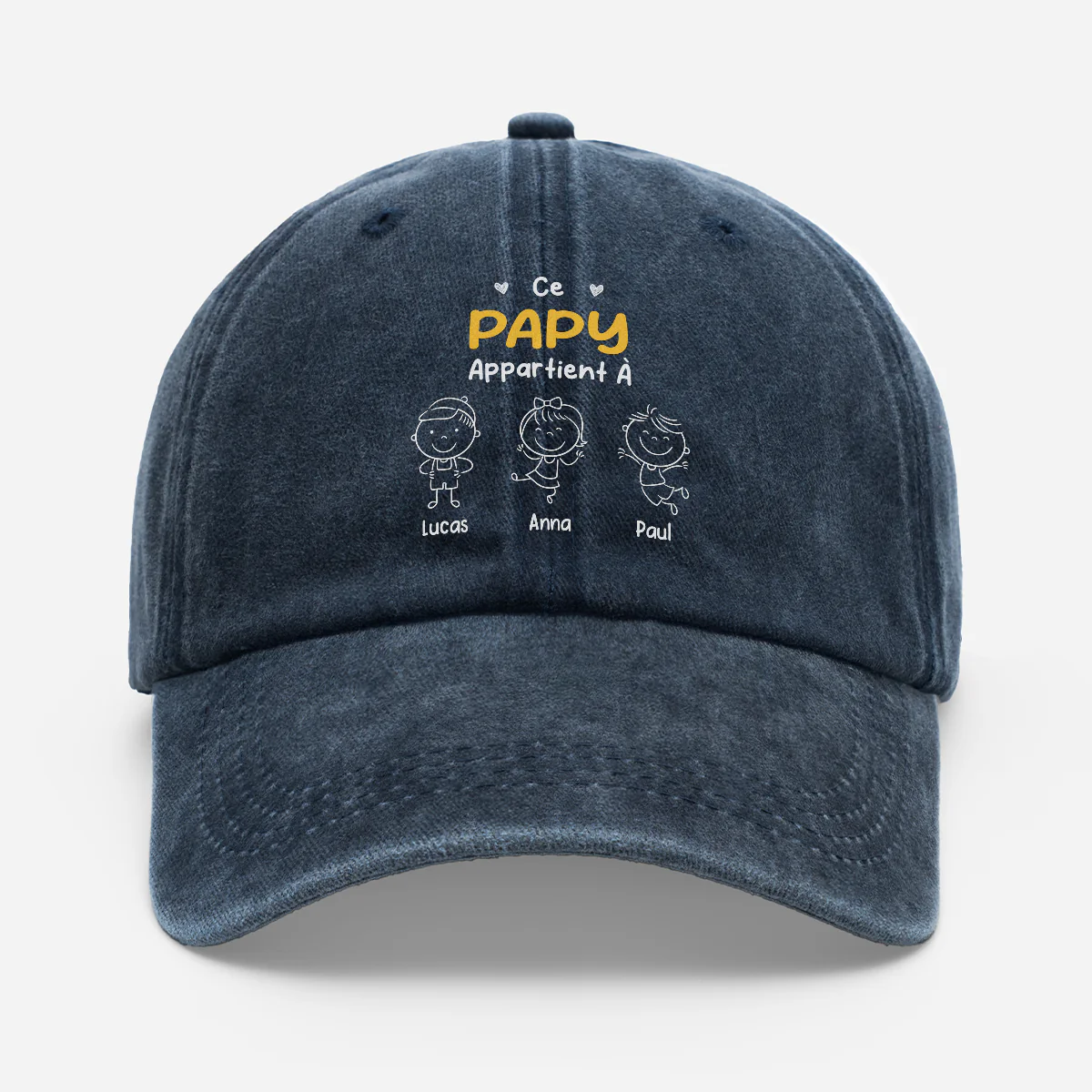 Casquette Délavée Personnalisée Dessin - Cette Mamie Ce Papy Appartient À