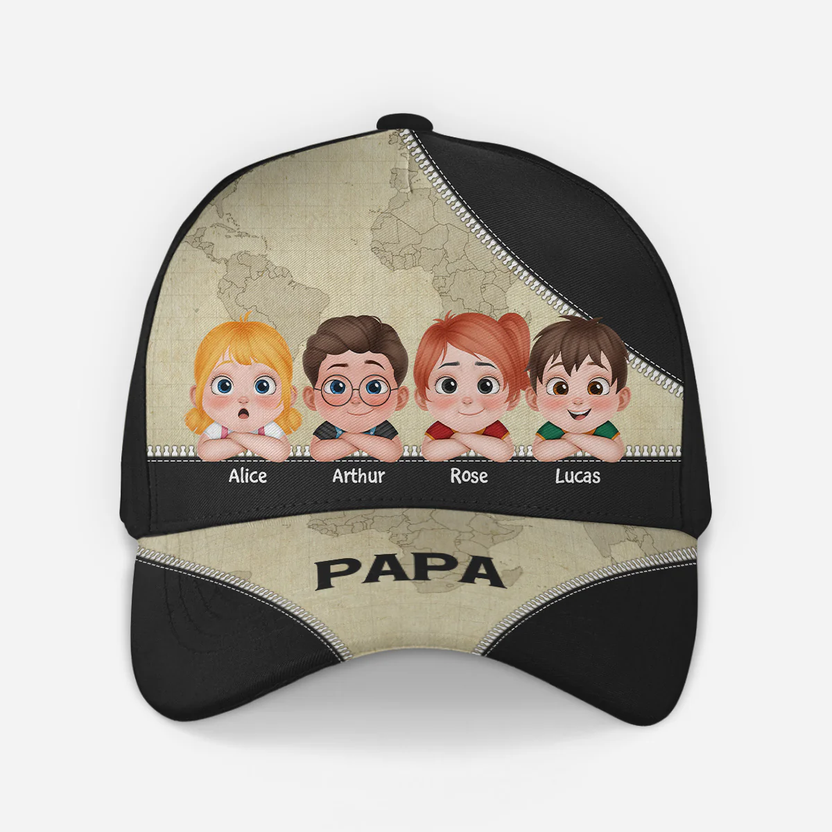 Casquette Papa Enfant Personnalisé | Papa Avec Ses Enfants Version Carte