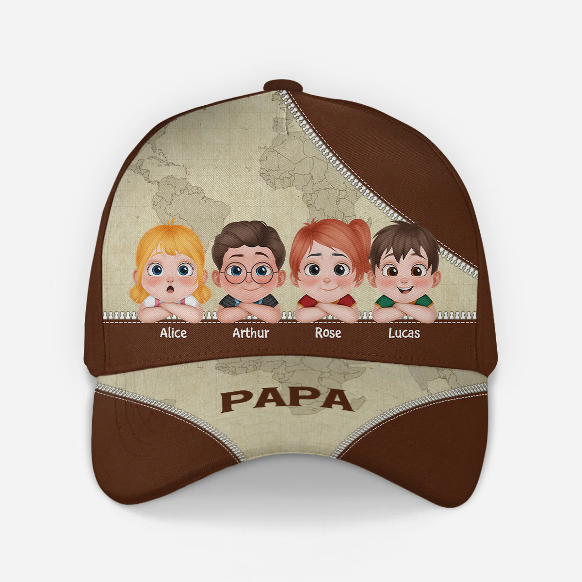 Casquette Papa Enfant Personnalisé | Papa Avec Ses Enfants Version Carte - Image 2