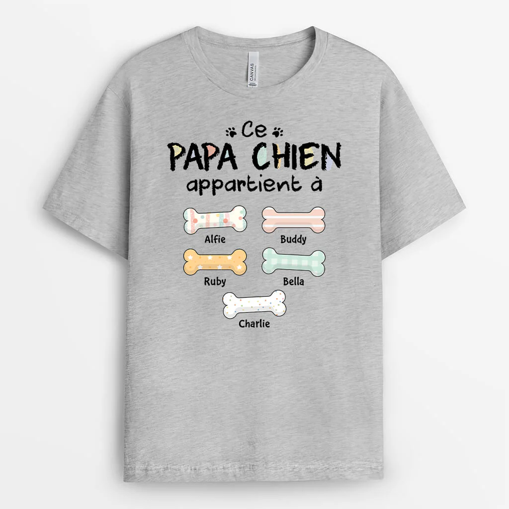 T-shirt Personnalisé - Maman Chien Appartient À Avec Os De Chien Pastel - Image 2