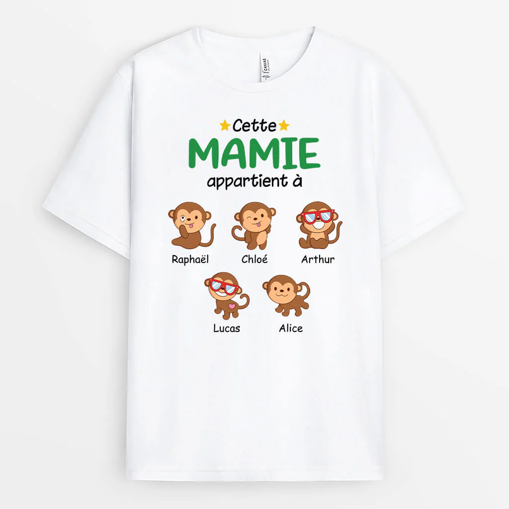 T shirt Personnalisé Papy - Ce Papy Appartient À - Version Singes - Image 2