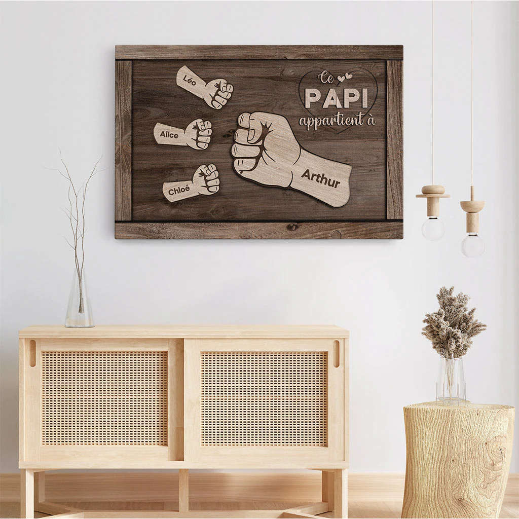 Toile Personnalisée - Ce Papa Papi Appartient, Bose de Poing Papa - Image 3