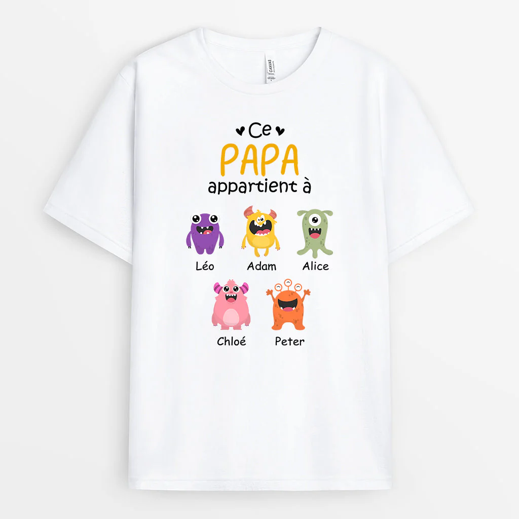T shirt Personnalisé Grand Père - Ce Papi Appartient À Monstres - Image 3