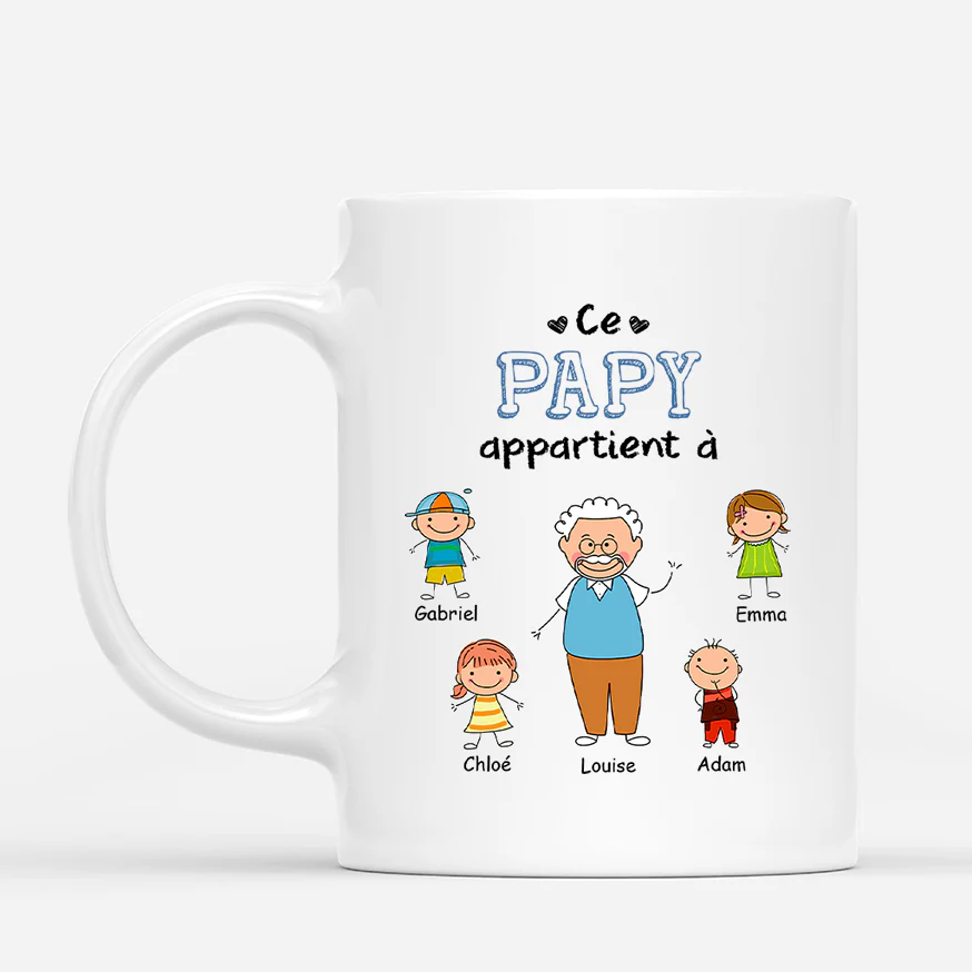 Mug personnalisé papy – Ce Papi Appartient À (Coloré)