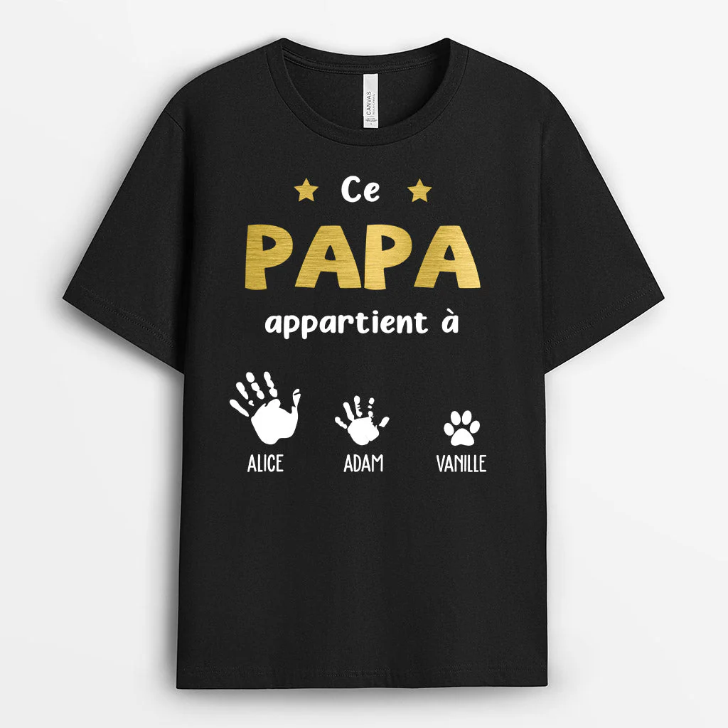 T-shirt Personnalisé Pour Papy - Ce Papi Appartient À Avec Mains - Image 2