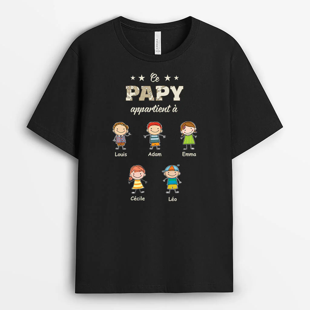 Tee Shirt Personnalisé Pour Papy - Ce Papy Appartient À Mignonnettes | Version Carte