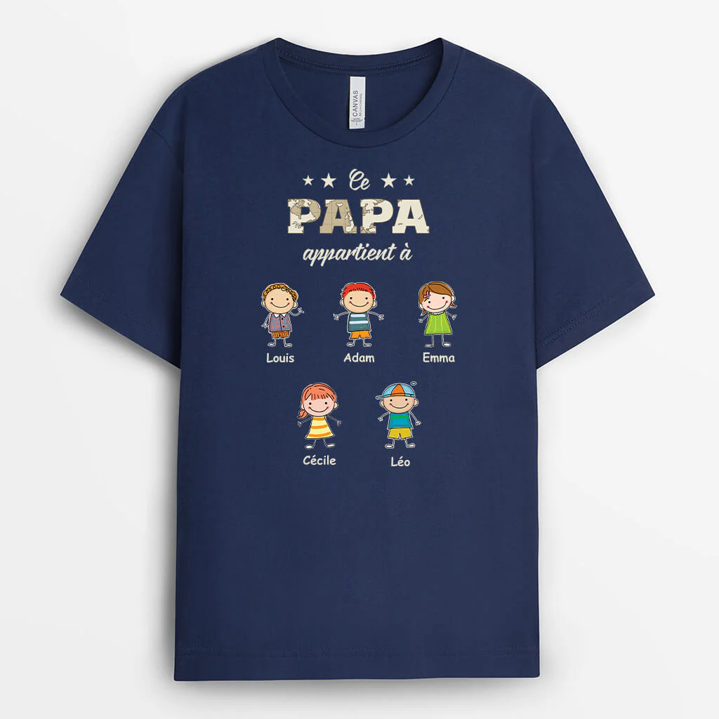 Tee Shirt Personnalisé Pour Papy - Ce Papy Appartient À Mignonnettes | Version Carte - Image 2