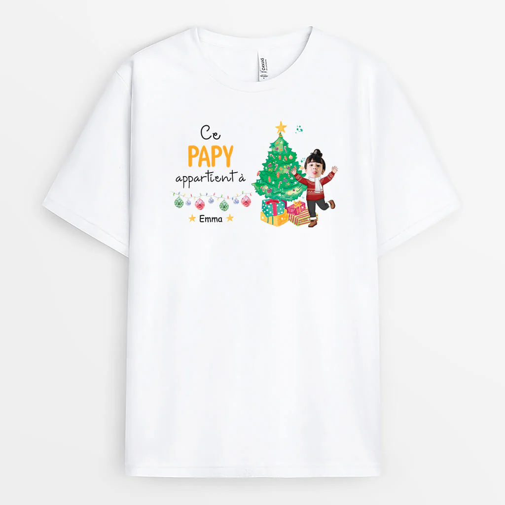 T Shirt Personnalisé Papy - Ce Papy Appartient À Avec Visages