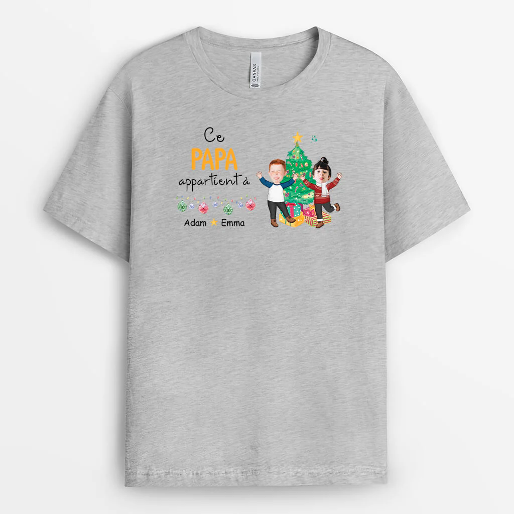 T Shirt Personnalisé Papy - Ce Papy Appartient À Avec Visages - Image 2