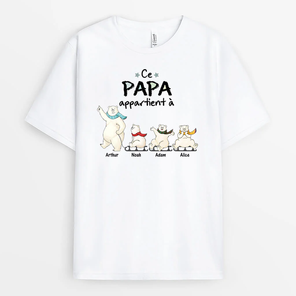 Tee Shirt Personnalisé Papy - Ce Papy Appartient À Version Ours Blancs - Image 2
