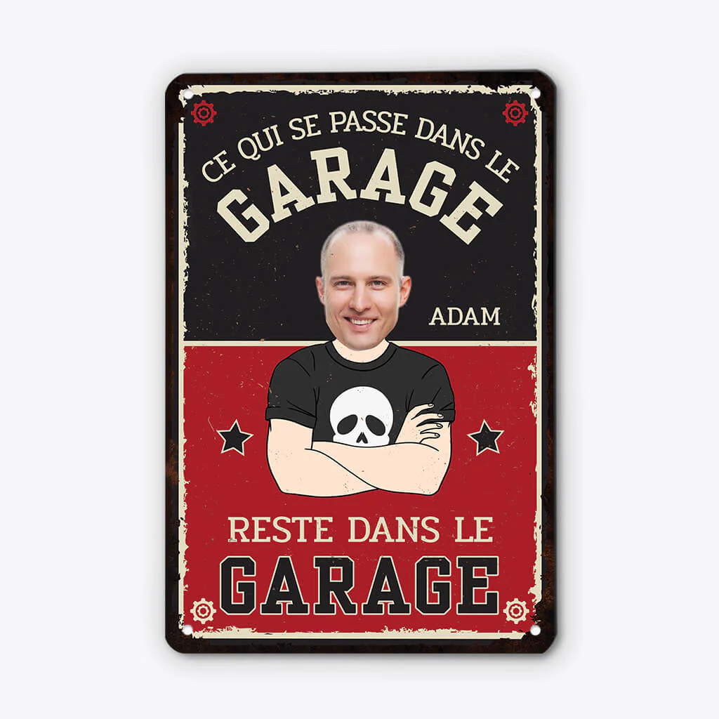 Plaque garage personnalisée – Ce qui se passe reste dans le garage