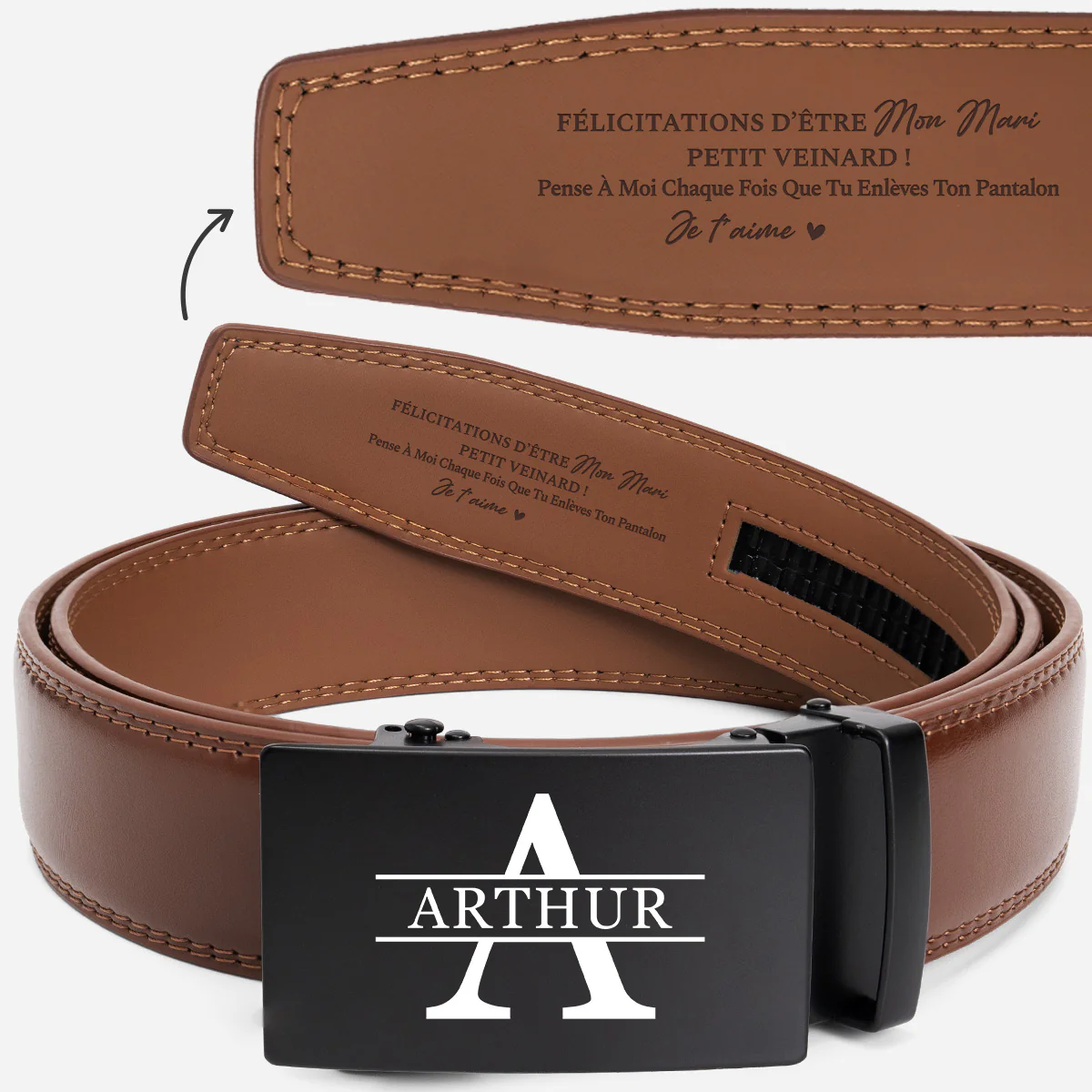 Ceinture Cuir Homme Haut De Gamme Personnalisé - Être Mon Mari Mon Petit-ami