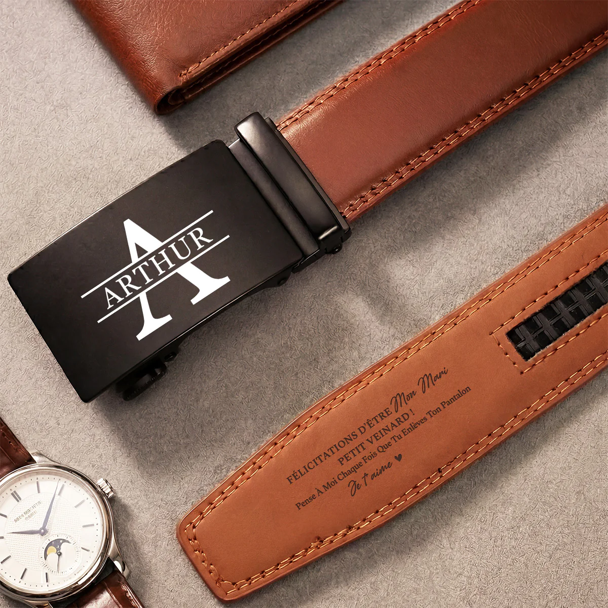Ceinture Cuir Homme Haut De Gamme Personnalisé - Être Mon Mari Mon Petit-ami - Image 2