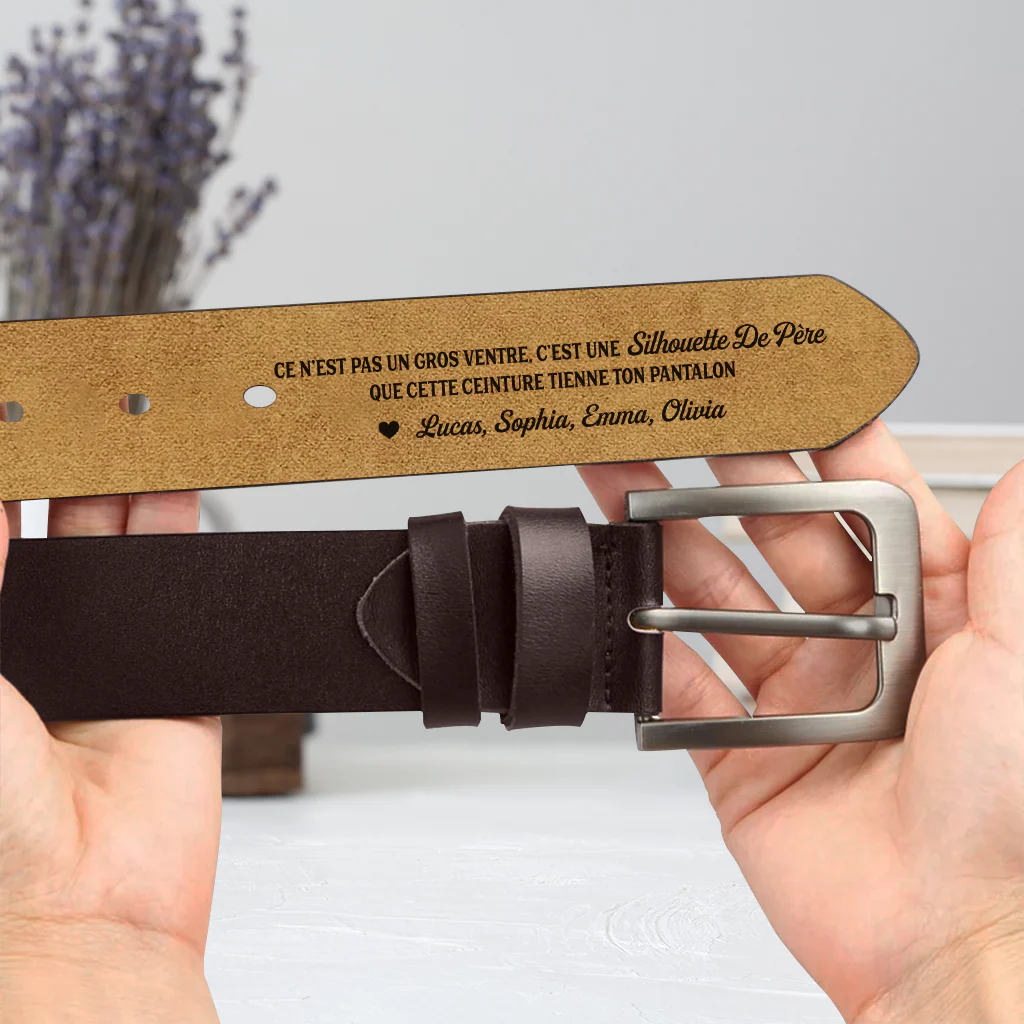 Ceinture Cuir Personnalisable - Silhouette De Père Cadeau Papa Papy - Image 2