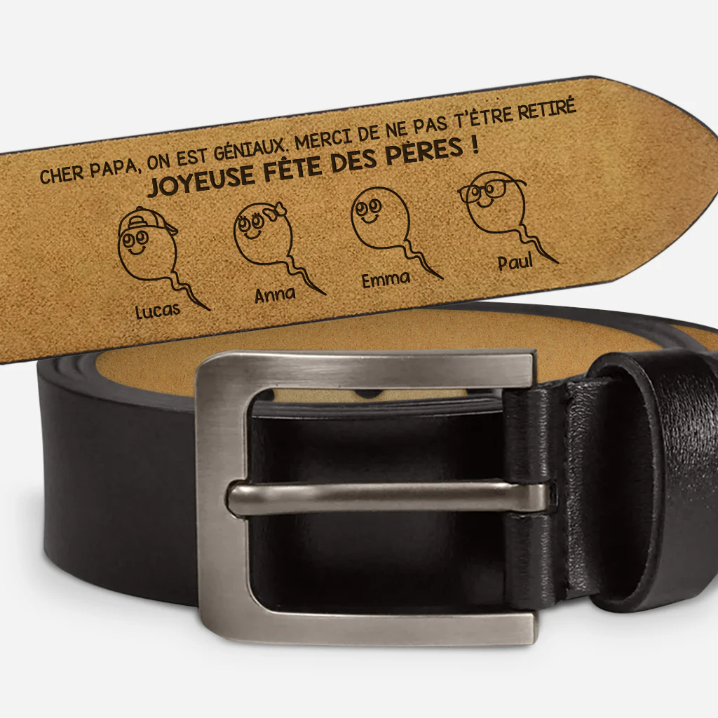Ceinture Cuir Personnalisée Pour Papa - Cadeau Des Fête Des Pères