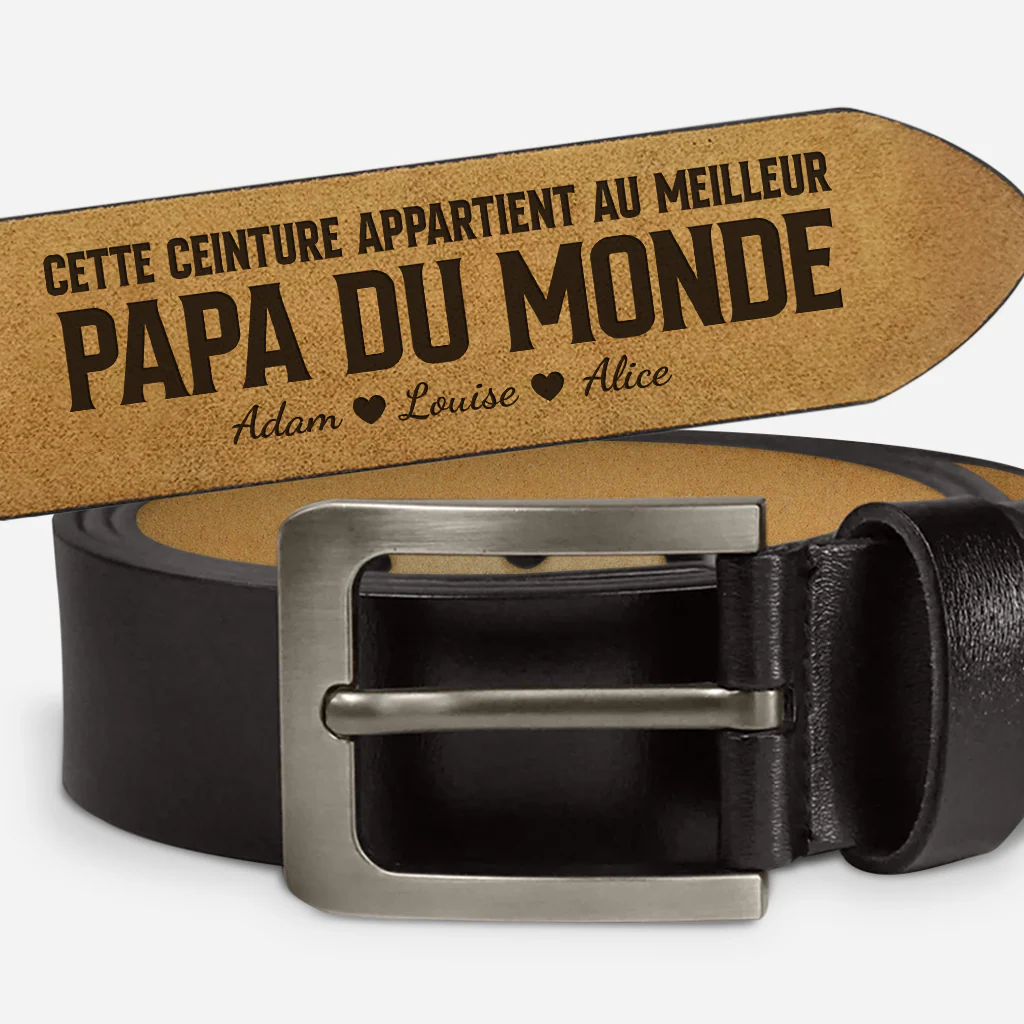 Cadeau Personnalisé Pour Papa - Papa Du Monde - Ceinture Gravée