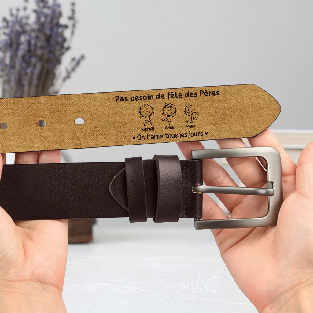 Cadeau Papa Personnalisé | Ceinture Cuir Homme Pas Besoin De Fêtes Des Pères - Image 2